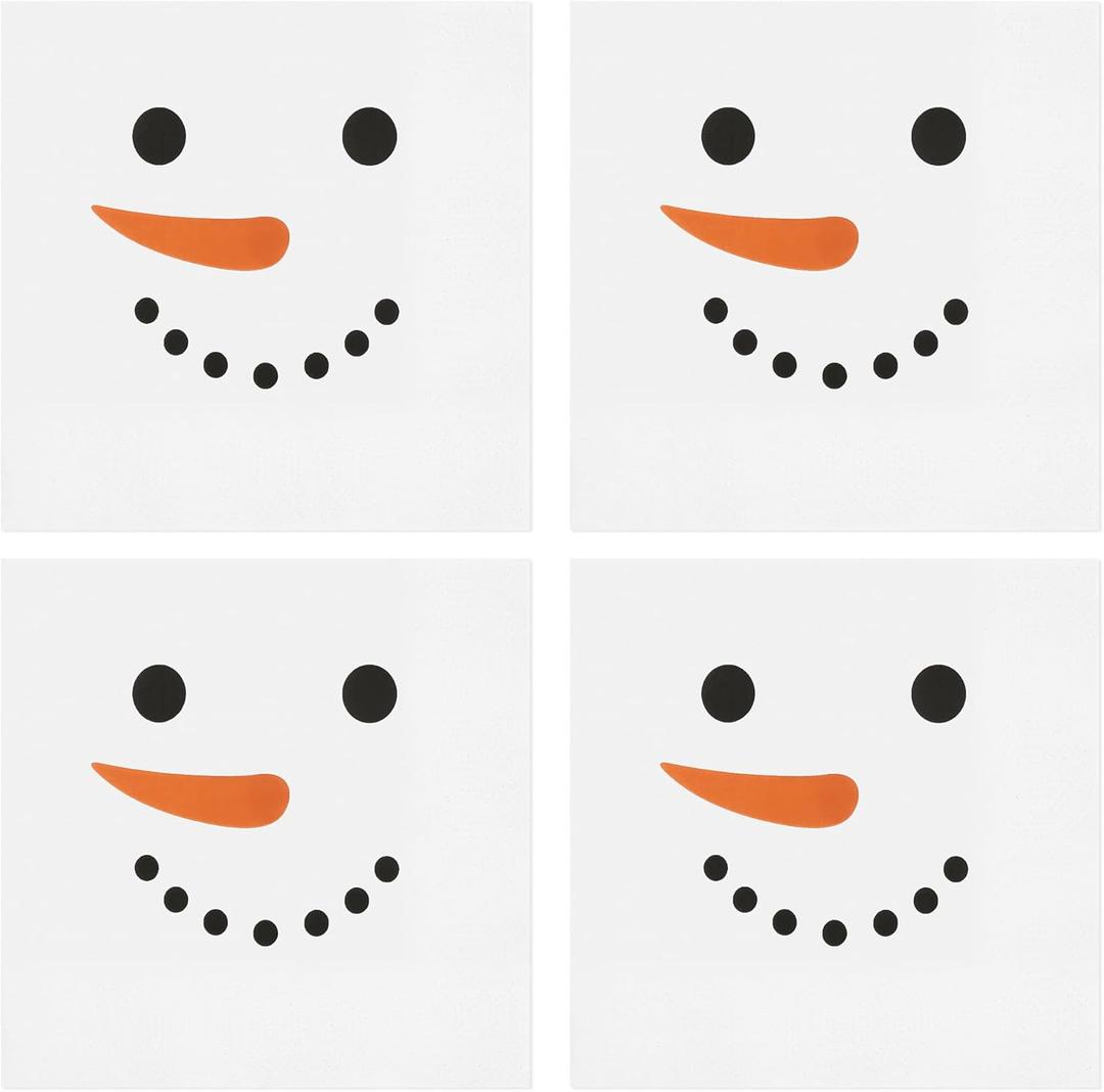 100Pcs Snowman Luncheon Napkins Christmas Snowman Paper Hand Napkins 6.5 x 6.5 Inch Winter Snowman Face Holiday Party Napkins for Christmas Party Supplies Decorations