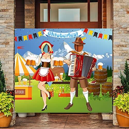 Oktoberfest Party Decorations Oktoberfest Photo Door Banner Backdrop Props, Large Fabric Photo Door Banner for Oktoberfest Party Decorations, Funny Oktoberfest Game Supplies, 5 x 4.3 ft Pack of 4