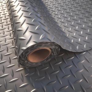 StellarStar 4x6 FT Garage Floor Mat, 2.8mm Thickened PVC Diamond Plate Garage Mat with 20PCS Tapes, Rubber Flooring Rolls for Under Car, Non-Slip Rubber Motorcycle Mat for Golf Cart, Trailer, Gray