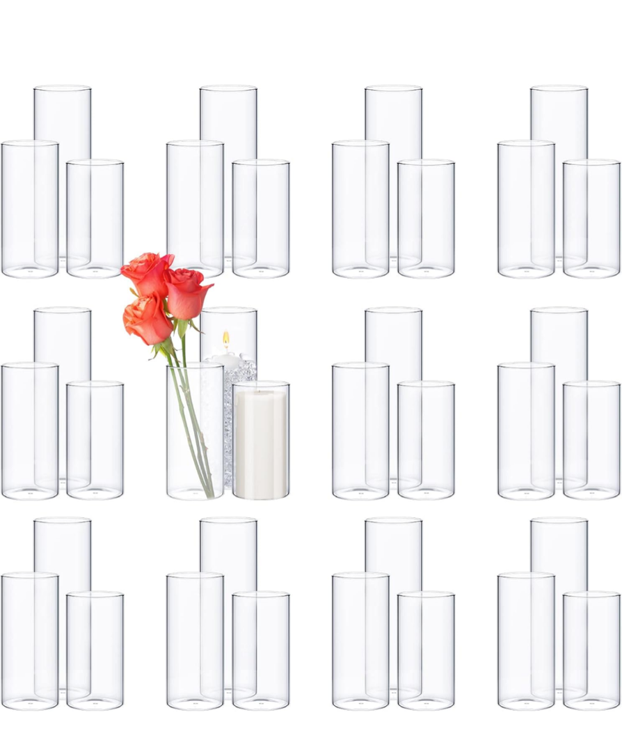 72 Pcs Cylinder Vases Set for Centerpieces, 6/8/10 Inch Tall Clear Glass Vase, Hurricane Floating Candle Holder for Wedding Table Decor, 2.5''/2.7''/3.3''' Diameter (2.5'' X 5'',6'',8'')