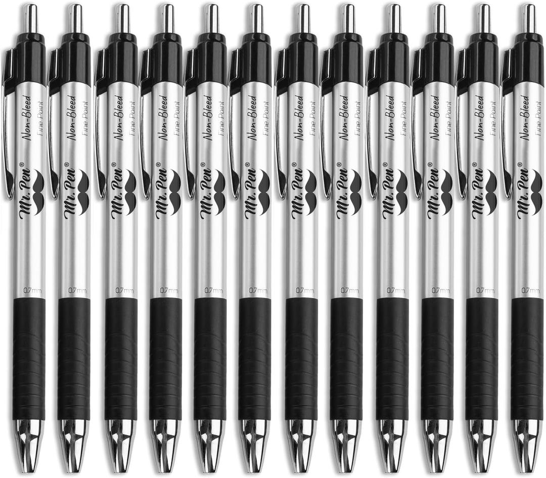 Mr. Pen - 12 Pack Black Fine Tip Pens, Fast Dry, No Smear & Bleed Through, Ideal for Bible Journaling & Planners
