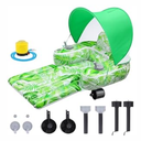 Motorized Pool Float for Adults with Canopy, Inflatable Pool Lounger with Dual Motors, Cup Holders, Foot Pump, Raft Holds up to 220lb, Electric Floaty for Lake Summer Water