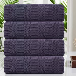4 Piece Large Bath Towel Set 35"x70" Purple Extra Large Bath Sheets Oversized Jumbo Towels 600GSM Soft Highly Absorbent Quick Dry Beach Chair Towels Woven Towel for Bathroom Hotel and Spa