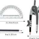 3 x Unjoo Compass for Geometry Set, 6 Inch Protractor, Clear Plastic (Gray)