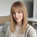 16 Inch Ombre Ash Blonde Human Hair Wig, Human Hair Wig With Bangs, Real Hair Wigs For Women, real human hair wigs