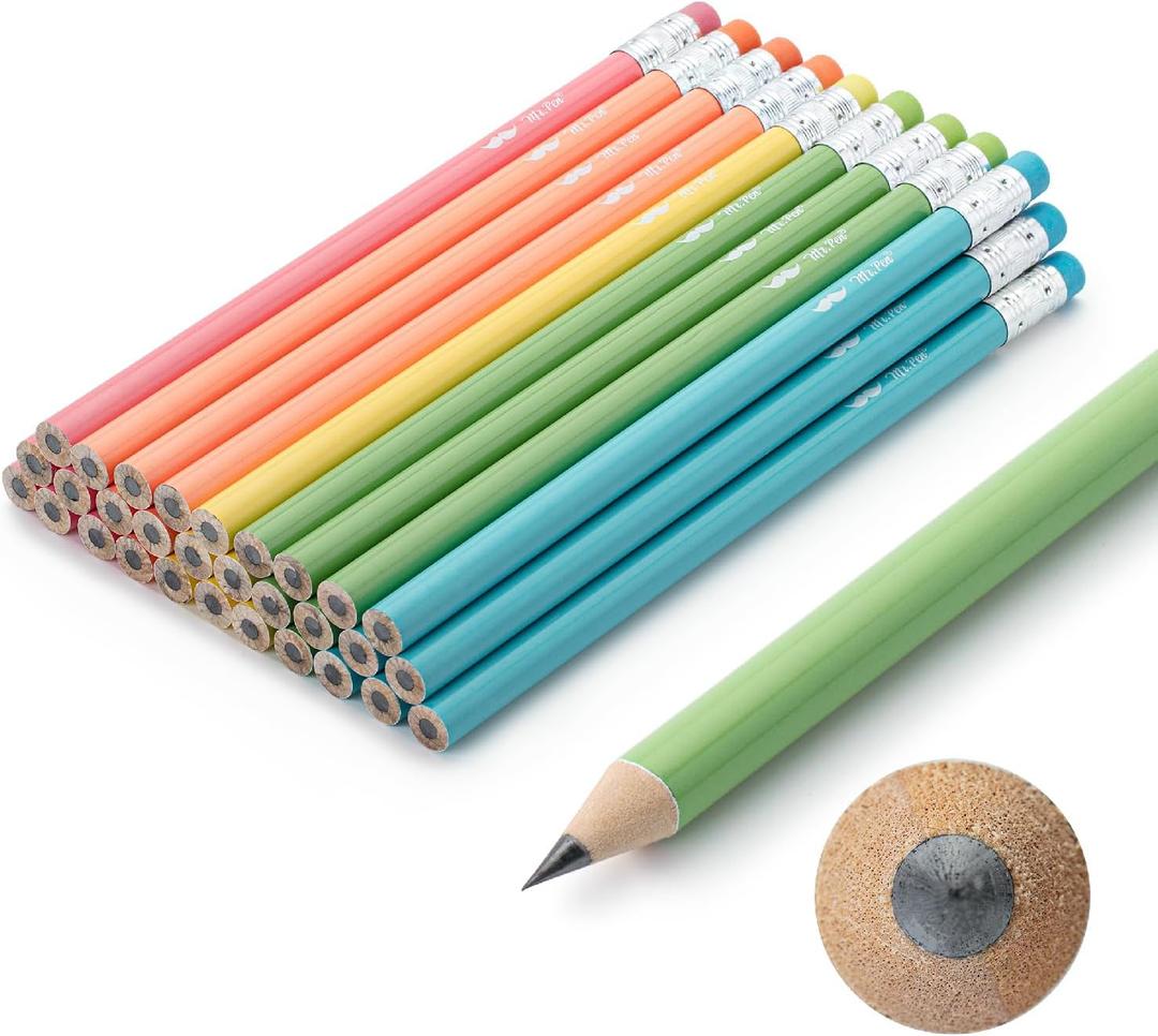 Mr. Pen- Jumbo Pencils, 30 Pencil, Preschool Pencils, Large Pencil, Colorful Barrels and Black 2 HB Graphite Cores, Smooth Lead (Pastel shades Barrels)