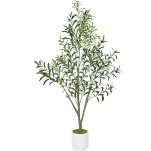 Timoo Faux Olive Tree Olive Trees Artificial Indoor with White Planter (5 FT)