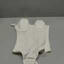 Thong Shapewear Bodysuit for Women Faja Body Shaper Seamless Tummy Control Bodysuit with Built In Bra (Medium, White)