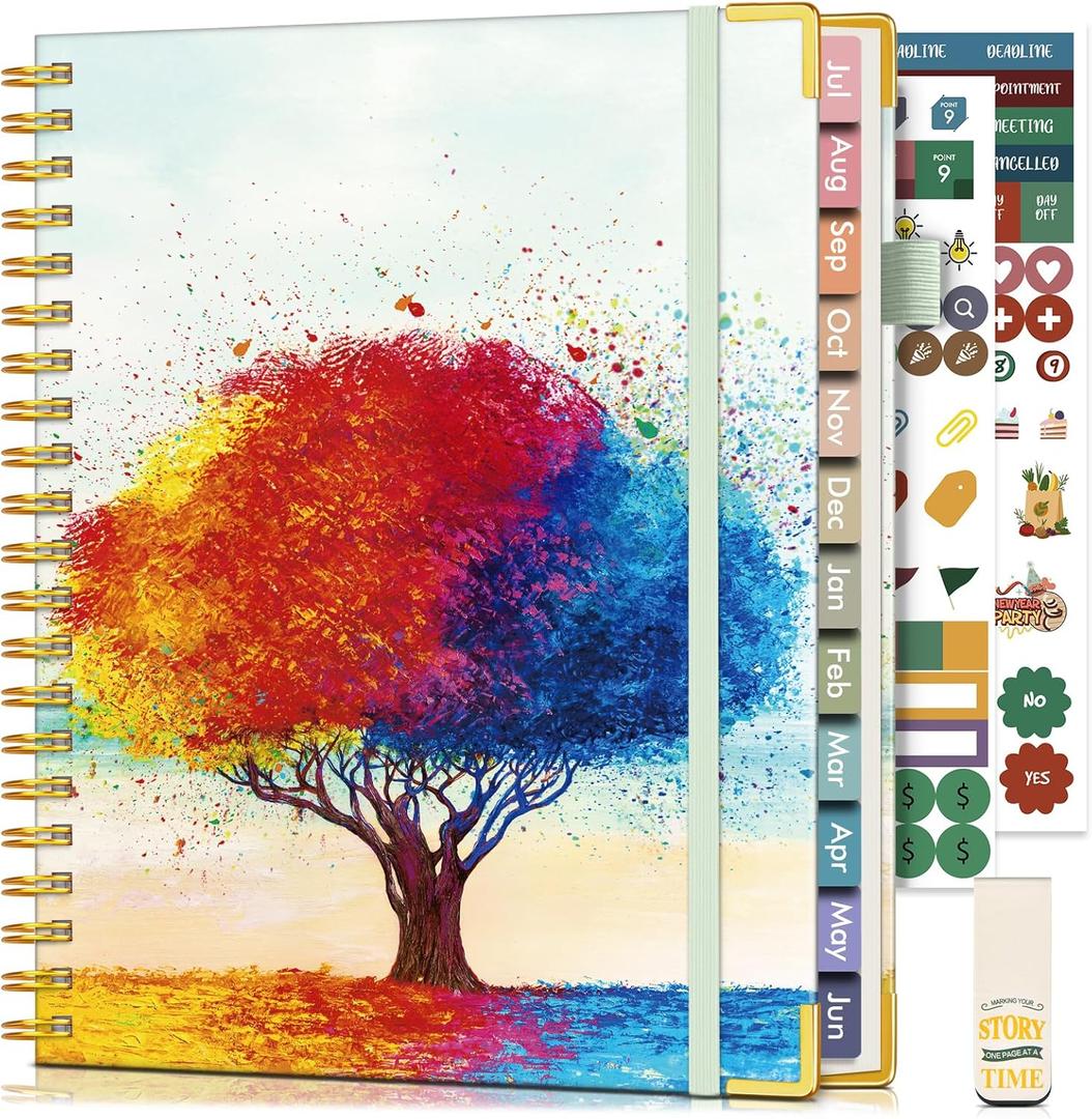 Academic Planner 2026-2027, Hardcover Weekly and Monthly Calendar Planner from July 2026 - June 2027, 8.5" x 11" A4 Large Daily Agenda with Tabs, College School Organizer for Student Teacher, The Tree of Life in Oils