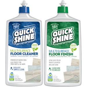 Quick Shine Multi Surface Floor Cleaner & Floor Polish w/Clean Shine Technology 2-27oz Bottles | Use on Hardwood, Laminate, Luxury Vinyl Plank, Tile & Stone | Safer Choice Formulas
