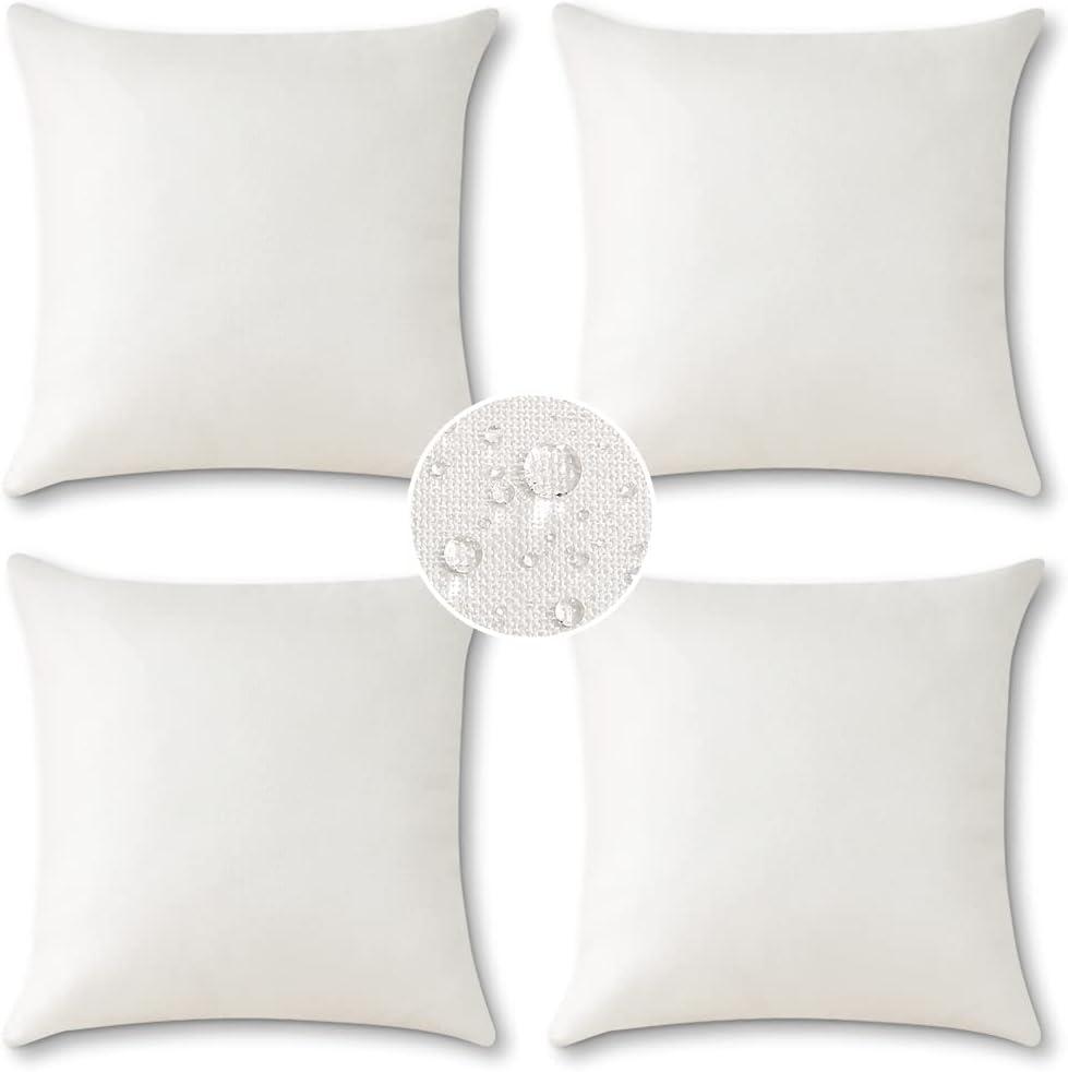 OTOSTAR Pack of 4 Outdoor Waterproof Throw Pillow Covers Decorative Pillow Covers Square Patio Balcony Pillow Case Cushion Case Pillows Shell for Couch Bed Tent Sofa Decor 18x18 Inch (Cream White)