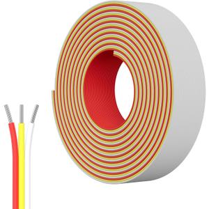 PAUTIX 65.6ft/ 20M Extension Cable Wire Cord, 22AWG 3-pin Wire Cord for Single Color LED Strip Lights, COB/ 2835 Tape Lights, 5V 12V 24V Low Voltage Extension, Red, Yellow, White
