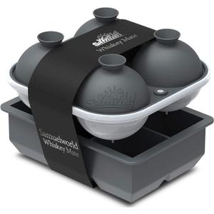 Samuelworld Large Silicone Premium Ice Trays, 2-Pack Combo, 2 Inches Big Cubes & 2.5 Inches Sphere Ice Molds - BPA Free, Craft Ice Maker for Gifting, Whiskey, Cocktails, Easy Release - Gray