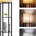 RUNTOP Floor Lamp with Shelves, Shelf Lamp with 3 Color Temperature LED Bulb,Floor-Lamp for Living Room, Modern Tall Standing Display Shelf Floor Lamps for Bedroom, Office (Black)