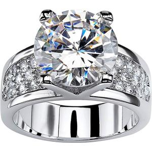 925 Sterling Silver Shiny Gem Ring Cubic Zirconia Rings CZ Diamond Multi Row Ring Eternity Engagement Wedding Band Ring for Women (US Code 7)