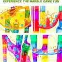 Meland Marble Run - 132Pcs Marble Maze Game Building Toy for Kid, Marble Track Race Set & STEM Learning Toys for Boy Girl Age 3 4 5 6 7 8 9+ (102 Translucent Marbulous Pcs & 30 Glass Marbles)