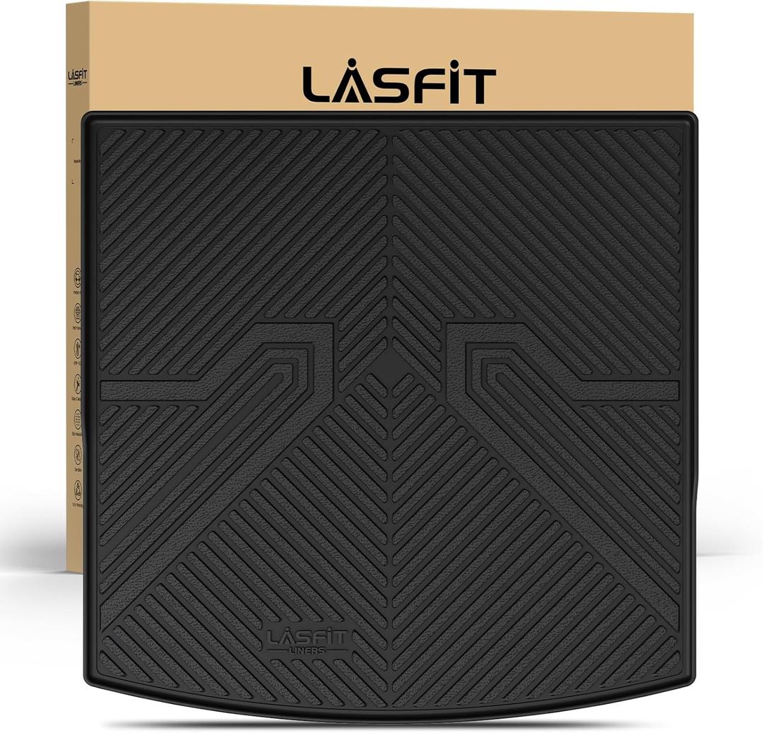LASFIT Cargo Mat for Volkswagen Atlas Cross Sport 2020 2021 2022 2023 2024 2025 2026, Custom Fit All-Weather Protection TPE Rubber Trunk Mat for VW Accessories, Waterproof, Easy to Clean, Black
