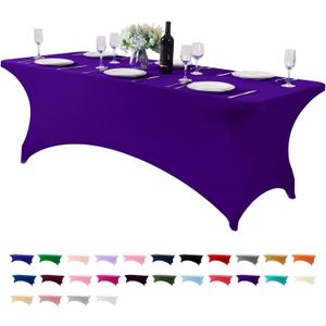 Spandex Table Cover for 8FT or 4ft or 6ft Table Universal Fitted Stretch Tablecloth for Party, Banquet, Wedding and Events-Purple (96" x 30" (Rectangular))