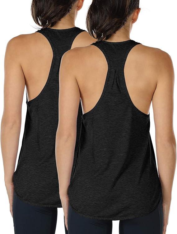icyzone Workout Tank Tops for Women - Athletic Yoga Tops, Racerback Running Tank Top Loose Fit 1 Pack, Size L