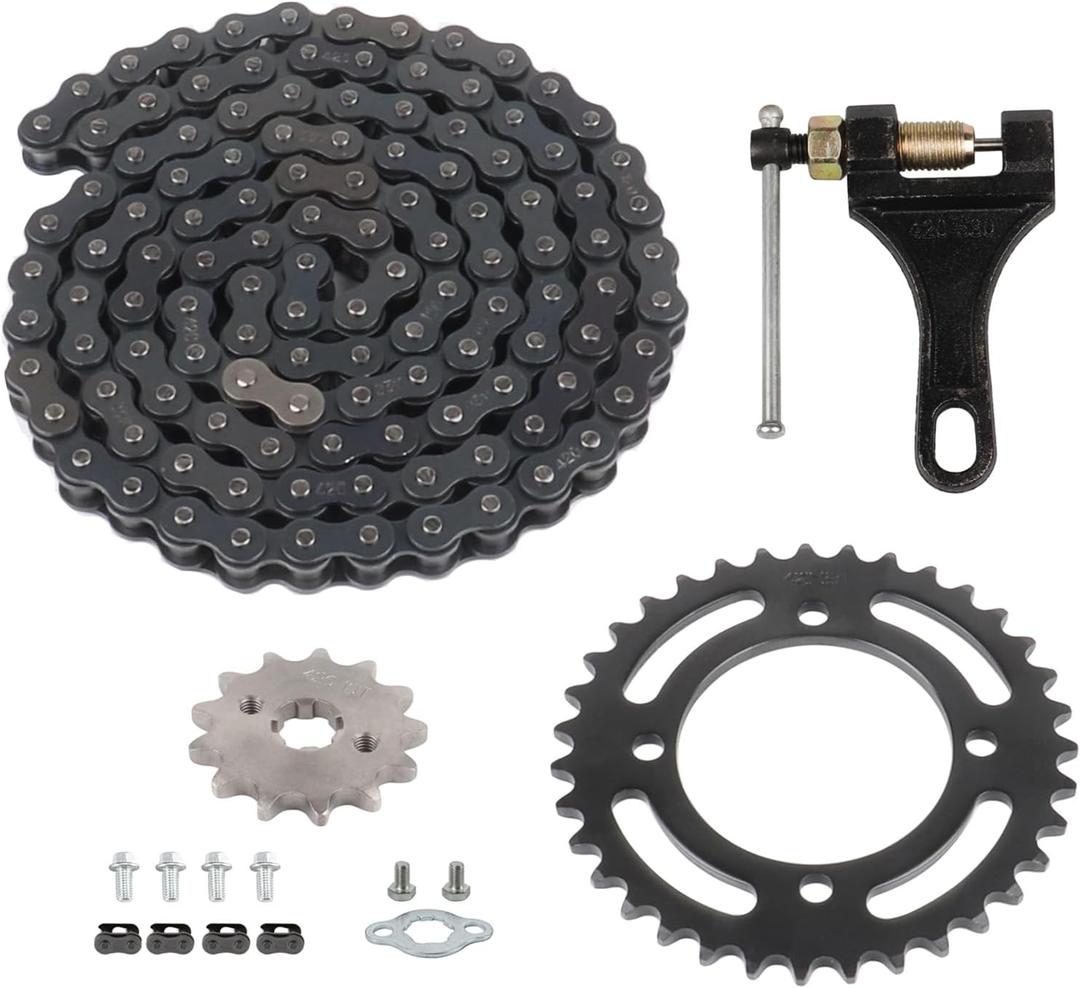 420 120 Links Chain,Rear Drive Sprocket 35T 76mm Front 13T 17mm for Chinese 50 70 90 110 125 ATV Go Kart CRF150, YZ80, SSR, Taotao Coolster Pit Dirt Bike Motorcycle Parts