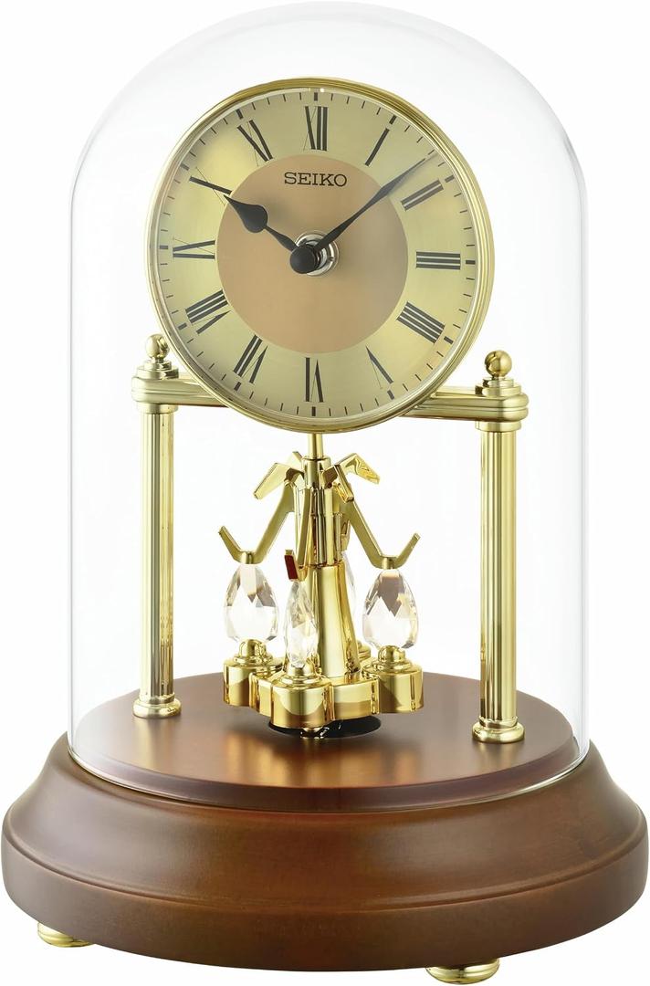 SEIKO QXN236GLH Desk and Table Clock, Brown, Large