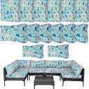 14Pcs Outdoor Cushion Covers Replacement Washable Waterproof UV w/Zipper for 6-Seaters Sofa Patio Slipcovers Set Seat and Back Covers Only (Morocco Dream, 25x25x3.15inch)