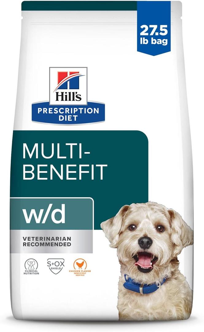 Hill's Prescription Diet w/d Multi-Benefit Dry Dog Food
#1 Veterinarian Recommended, Digestive/Weight/Glucose/Urinary Management, Chicken Recipe, 27.5 lb. Bag