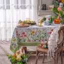 SUTAVIA Butterfly Floral Tablecloth Sunflower Wildflower Waterproof Fabric Embroidery Lace Farmhouse Decor for Spring Summer Home Dining Room Indoor Outdoor Picnic (Green Butterfly, 60"x120")