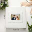 Dunzoom Our Wedding Photo Album 200 Pcs 4 x 6 Inch Leather Wedding Anniversary Album with Front Window Double Heart Design Couple Gifts, White