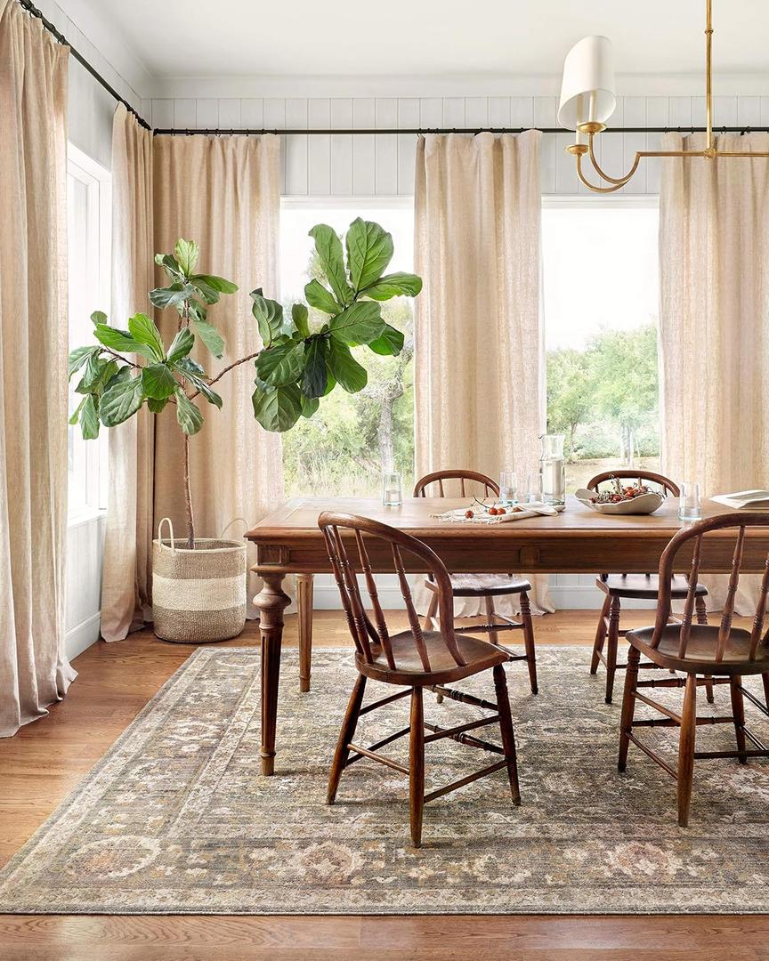 Loloi Chris Loves Julia Rosemarie 2'-7" x 4' Accent Rug in Sage/Blush - Classic No-Shed, Soft Living Room Rug, Antique Inspired Modern for Living Area, Bedroom, Dining Room