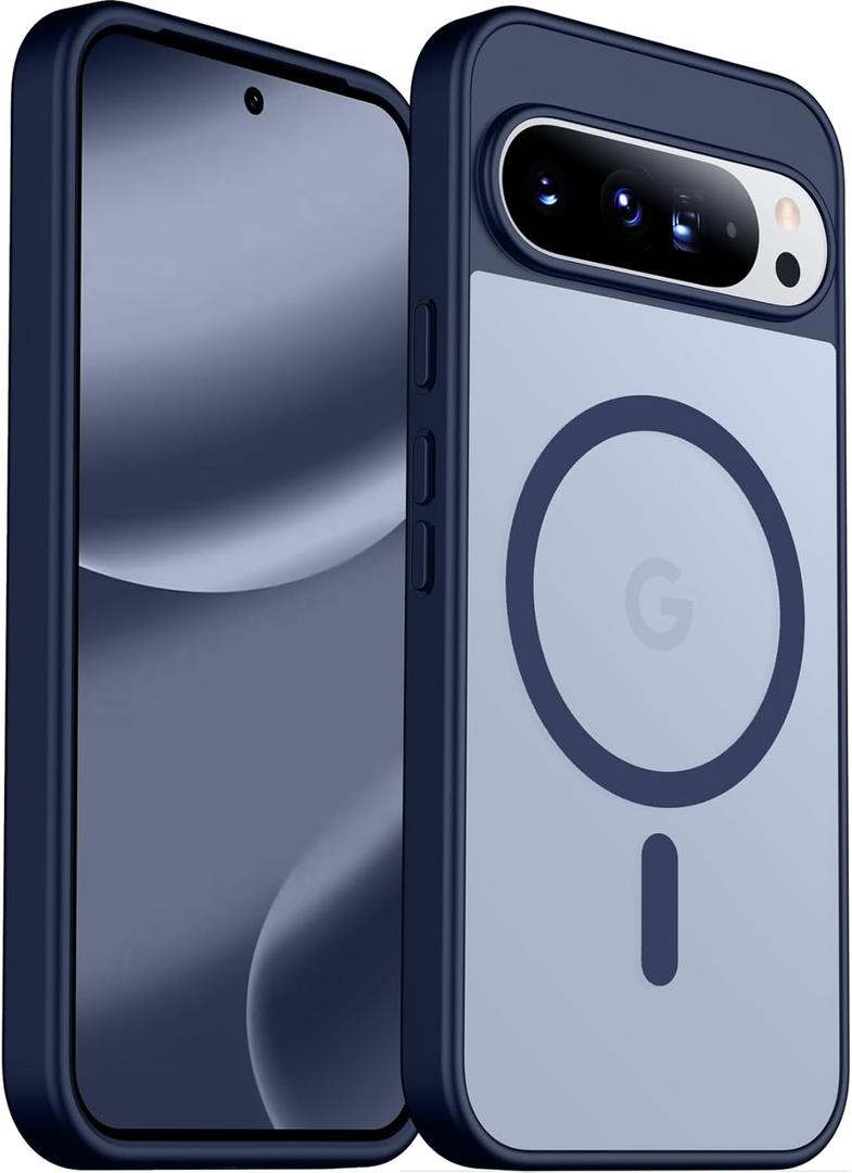 SPIDERCASE Magnetic for Google Pixel 10 Pro XL Case, Military Grade Drop Protection Slim Translucent Matte Shockproof Anti-Fingerprint Phone Case for Pixel 10 Pro XL, Blue