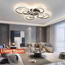 Shine LUEST Modern Ceiling Light, 41.3'' Dimmable LED Black Flush Mount Ceiling Lights with Remote Acrylic Round Ceiling Lamp Fixture for Low Ceiling Bedroom Living Room Dining Room, 108W