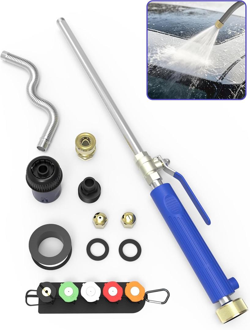 Jet Nozzle Power Washer for Garden Hose, 360° Foldable Extension Wand, Hydroblast Power Nozzle for Patio Car Window Cleaning – Ideal for Homeowners, Car Owners & Gardeners (11)