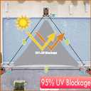 ColourTree Super Ring 16' x 16' x 16' Grey Triangle Sun Shade Sail, Commercial Grade UPF50 Canopy, Reinforced Corners & Edges, 260 GSM Fabric Heavy Duty
