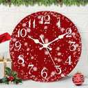 ArtSocket Christmas Wall Clock Silent Non-Ticking, Snowflake Red Christmas Cold Eve Round Wall Clocks Decor for Home Kitchen Living Room Office, Battery Operated(12 Inch)