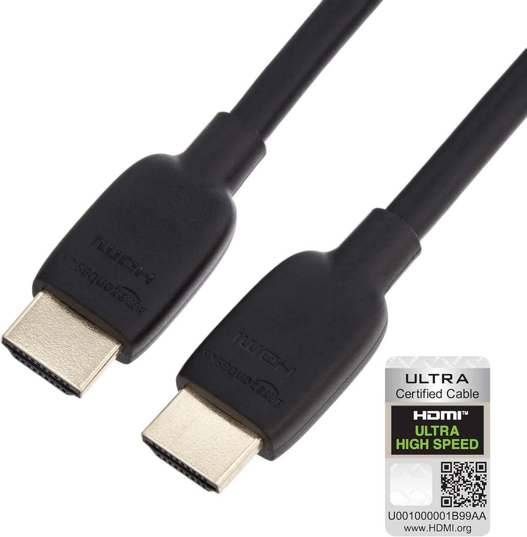 Amazon Basics HDMI 2.1 Cable, 8K@60Hz 4K@120Hz, 48 Gbps Ultra High Speed, 3 Feet, Compatible with PS5/Xbox/TV/Monitor, Black