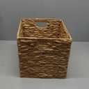 Storage Basket 11x11inch Cube, Foldable Handwoven Water Hyacinth Laundry Organizer