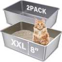 Stainless Steel Cat Litter Box, XXL Metal Litter Boxes 2 Pack