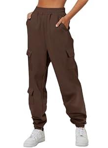 Aleumdr Womens Sweatpants Cargo Joggers Baggy Sweat Fall Pants Athletic Cotton Fleece Lined Casual Pants with Pockets, L