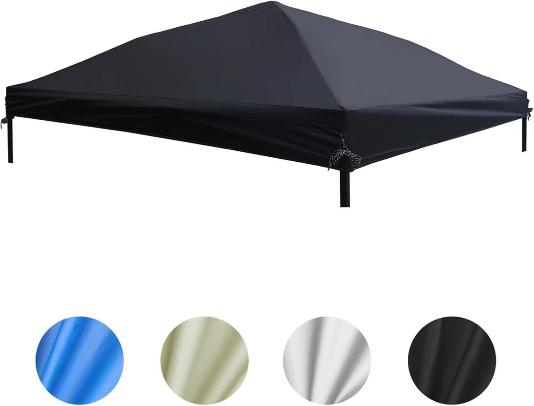 D&ONEHOS 10x10 Canopy Replacement Top, Waterproof Sunshade Canopy Tent Top Roof Cover for Outdoor Garden Patio Pavilion Sunshade with Silver Coated (Top Only,118.5x118.5,Black) (10x10-301*301cm)