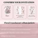 UNIQOOO 50 Pack Pre-Folded Burgundy Floral Vellum Jackets for 5x7 Invitations, Deep Wine Grace Bloom 115GSM Transparent Vellum Jacket for Vintage Themed Wedding & Events