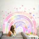 6240 Inch Rainbow Wall Decal with 12 Pcs 3D Butterflies Extra Large Rainbow Sticker Set with Polka Dots