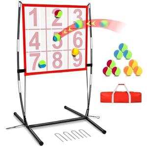 BaseGoal Dart Board, Velcro Target Toss Set with Sticky Balls and Support Frame, Indoor/Sport Outdoor Party Recreation Game, Easy Set Up with Carry Bag