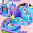 Water Bounce House with Slide for Kids 3-8, Purple Inflatable Bouncy Castle 12.5 * 6FT with 480W Blower Jumping Space Ball Pit Swimming Pool, Indoor Bouncy House for Party Birthday Event Gift, 12.5X10.6X6 Ft