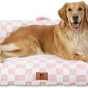 KSIIA Dog Bed Large Dog Beds with Supportive Armrests Waterproof Pet Couch Comfort Pet Sofa with Removable Machine Washable Cover & Anti-Slip Bottom, 41 x 27 in, Pink