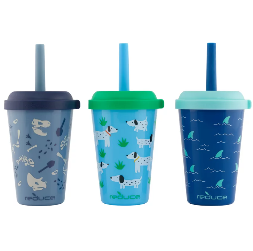 Reduce Kids Go-Go's Straw Tumbler Set - Scavenger, 3 Pack 12 oz