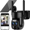 Uniter 4K Solar Security Cameras Wireless Outdoor, 2.4g & 5g WiFi PTZ Camera Battery Powered, 360View Home Security Systems with Color Night Vision, Spotlight Siren, PIR Sensor, IP66