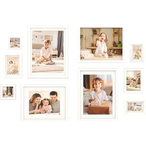 Egofine Picture Frame Set 10 Pack, Picture Frames Collage Wall Decor with Two 12x16,Two 11x14,Two 5x7,Two 4x6,Two 4x4 for Wall and Tabletop, Made of Solid Wood, Covered by Plexiglass, White
