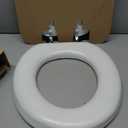 Mayfair Padded Toilet Seat with Chrome Hinges, Soft Vinyl over Wood Core Seat, Made in USA, Round, White