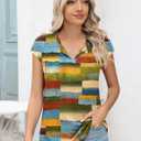 Kistore Women's Summer Casual V Neck Tank Tops Cap Sleeve Loose Fit Blouses Tunic Shirts (Yellow, XL)